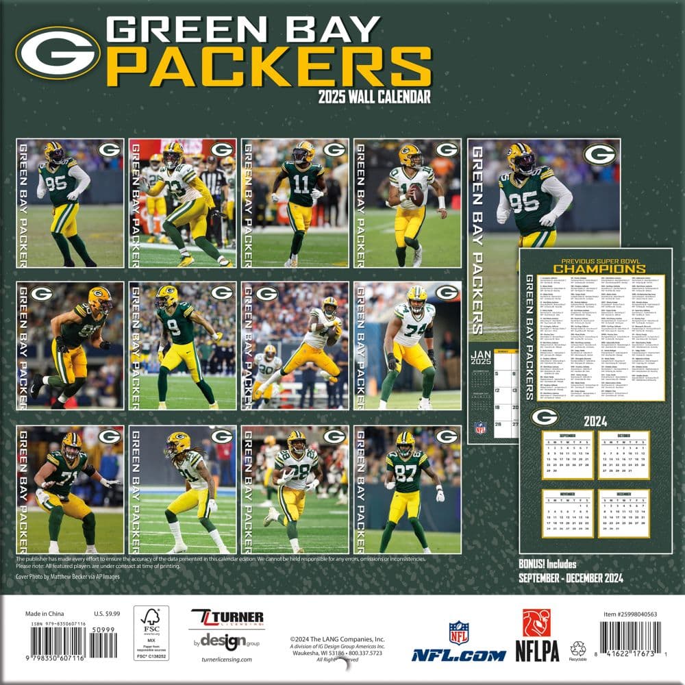 NFL Green Bay Packers 2025 Mini Wall Calendar Seventh Alternate Image width=&quot;1000&quot; height=&quot;1000&quot;