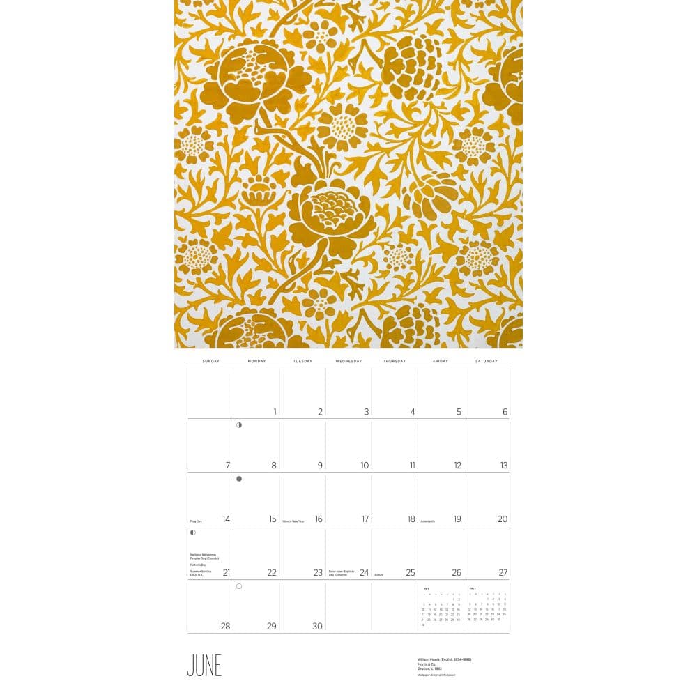 William Morris Arts and Crafts Design 2026 Wall Calendar Fourth Alternate Image