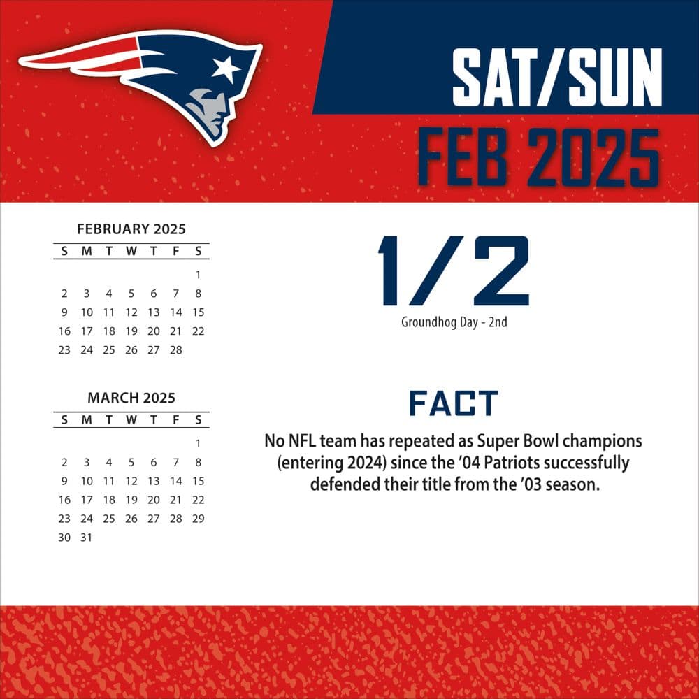 NFL New England Patriots 2025 Desk Calendar Second Alternate Image