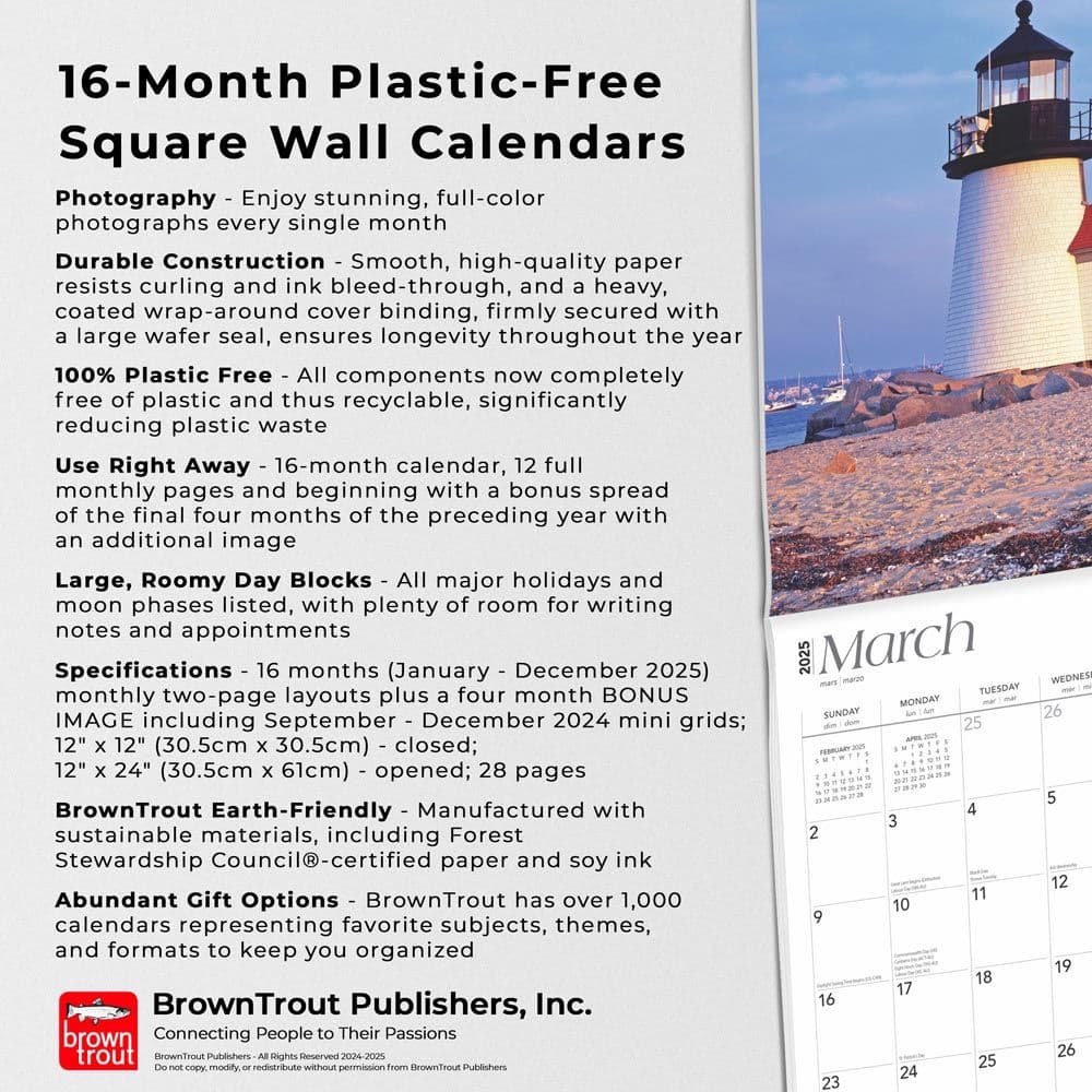Lighthouses New England 2025 Wall Calendar Fifth Alternate Image width=&quot;1000&quot; height=&quot;1000&quot;