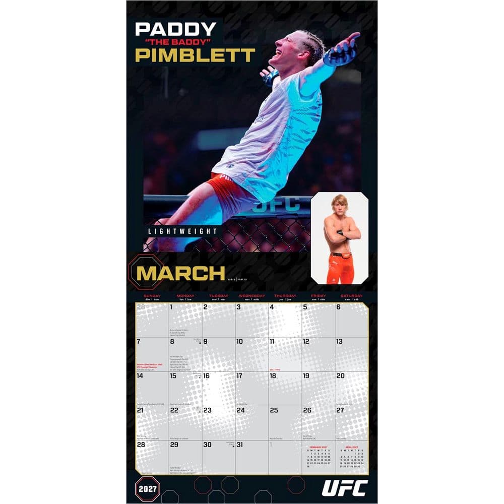 UFC Athletes 2027 Wall Calendar Second Alternate Image