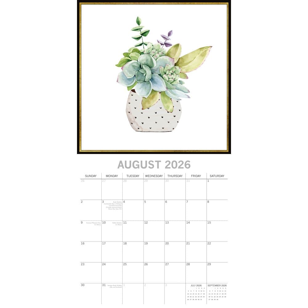 Succulents 2026 Wall Calendar Third Alternate Image