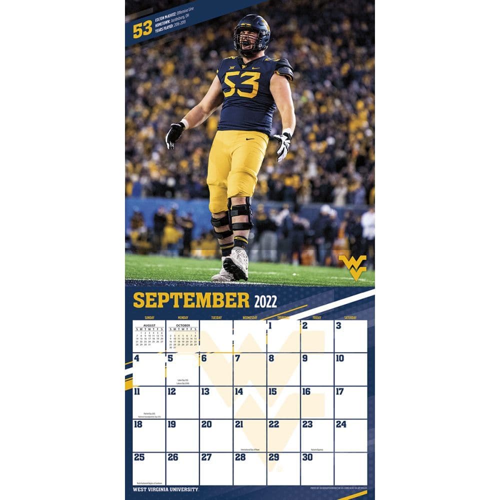 Wvu Calendar 2023 Col West Virginia Mountaineers 2023 Wall Calendar - Calendars.com