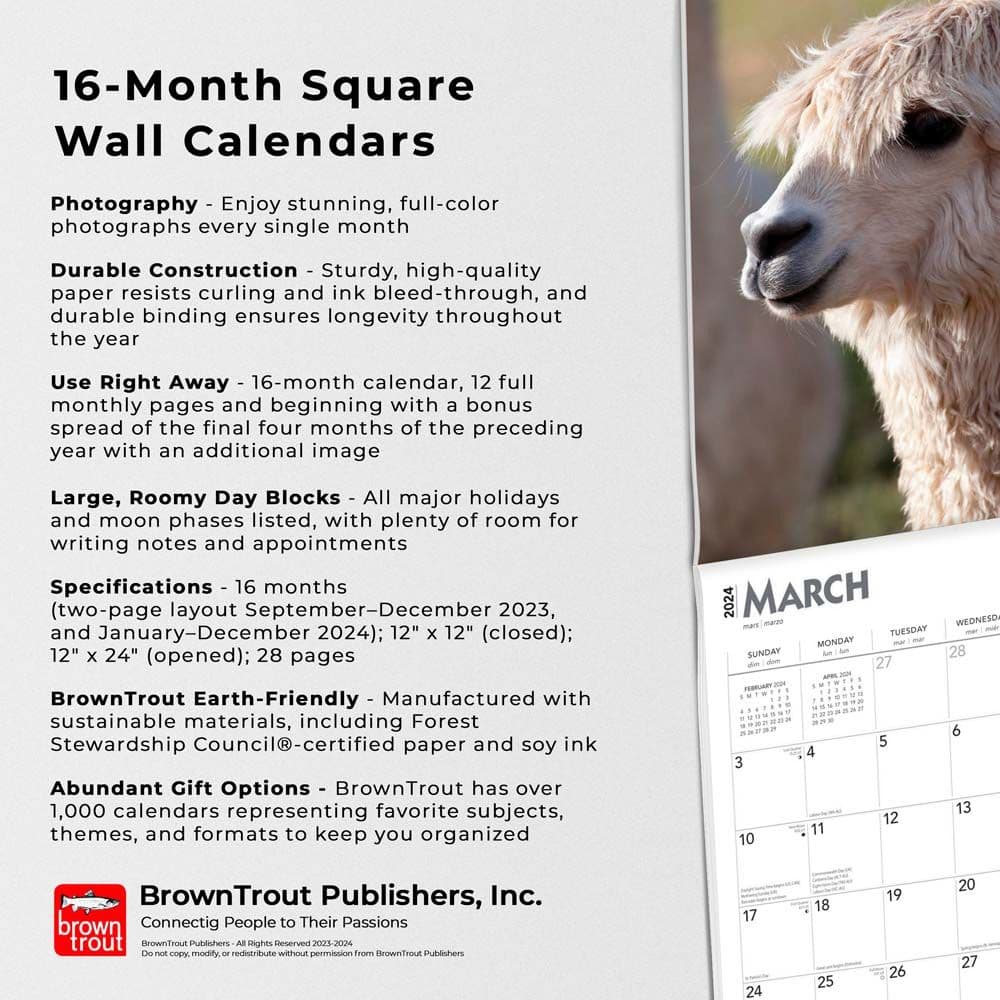 Llamas 2024 Wall Calendar