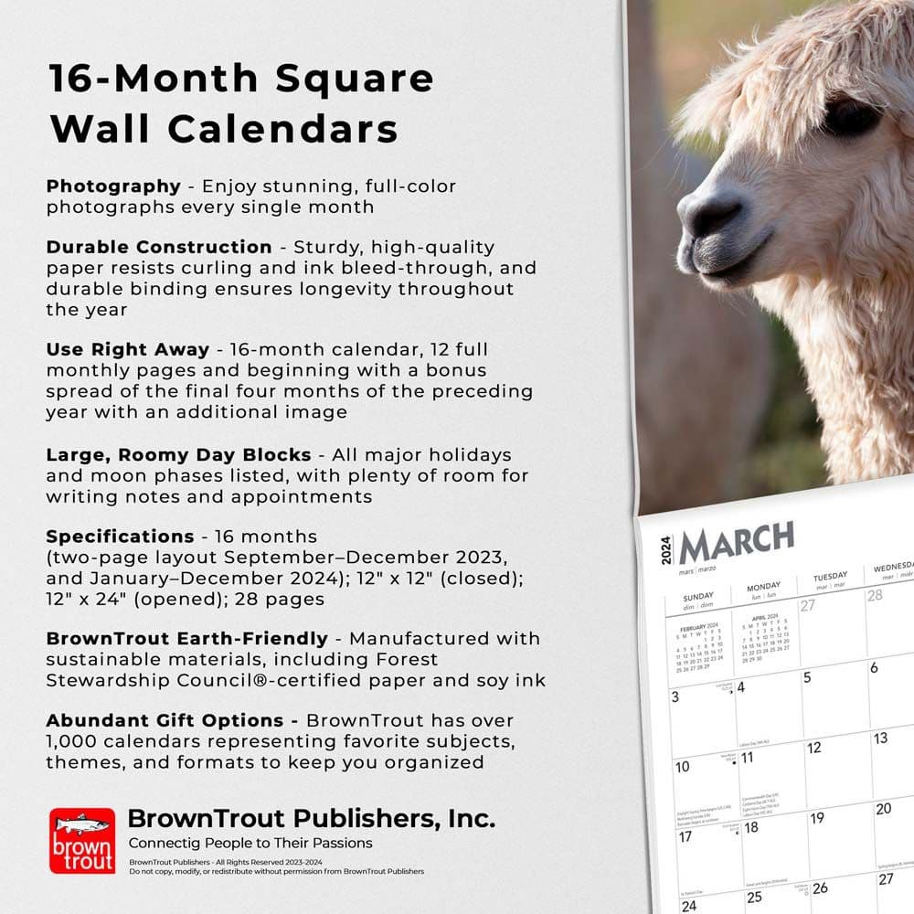 Llamas 2024 Wall Calendar Fourth Alternate Image width=&quot;1000&quot; height=&quot;1000&quot;