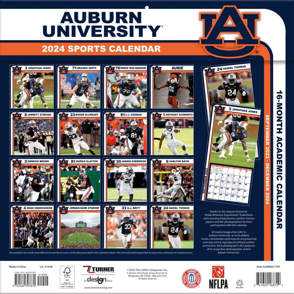 Auburn Tigers 2024 Wall Calendar First Alternate Image width=&quot;1000&quot; height=&quot;1000&quot;