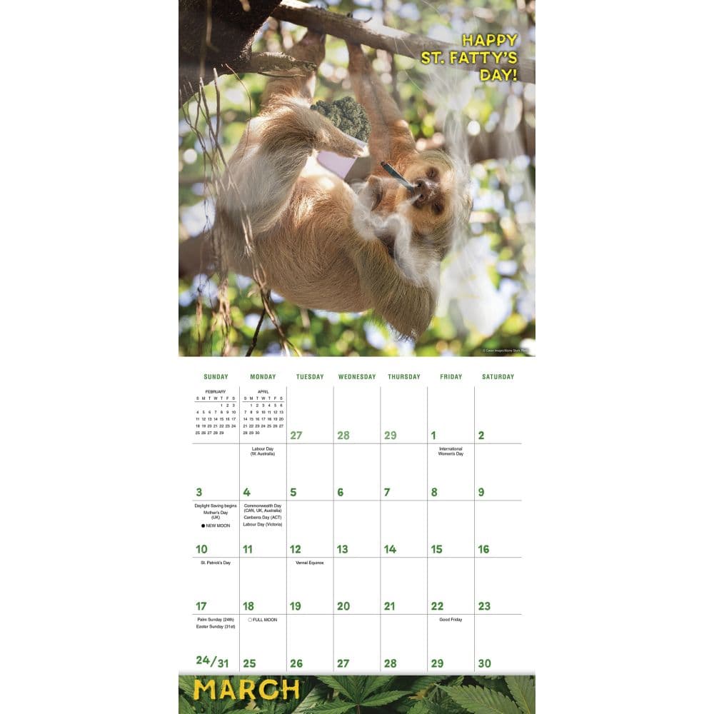 Stoner Sloths 2024 Wall Calendar