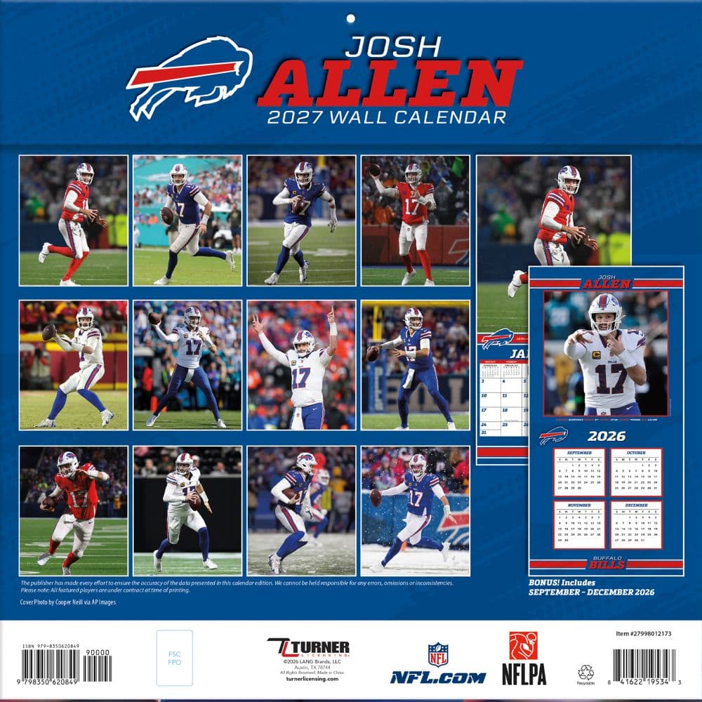 NFL Buffalo Bills Josh Allen 2027 Wall Calendar First Alternate Image