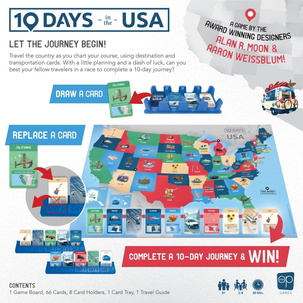 10 Days In The USA Board Game back of box