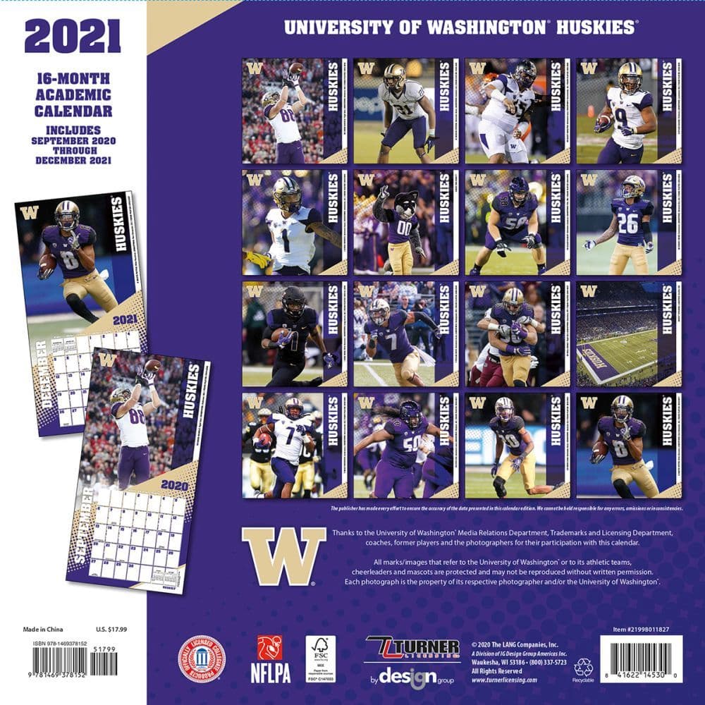 Uw Football 2022 Schedule Washington Huskies Wall Calendar - Calendars.com