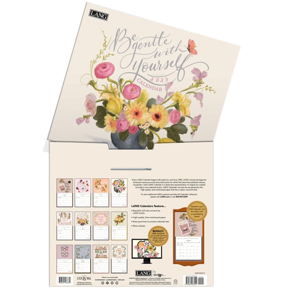 Be Gentle with Yourself by Lily and Val 2025 Wall Calendar