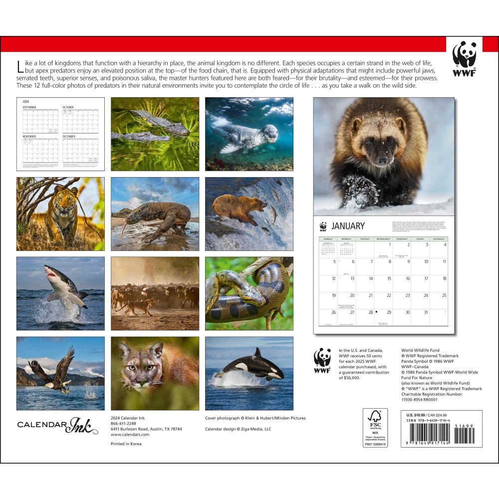 Apex Predators WWF 2025 Wall Calendar First Alternate Image width="1000" height="1000"