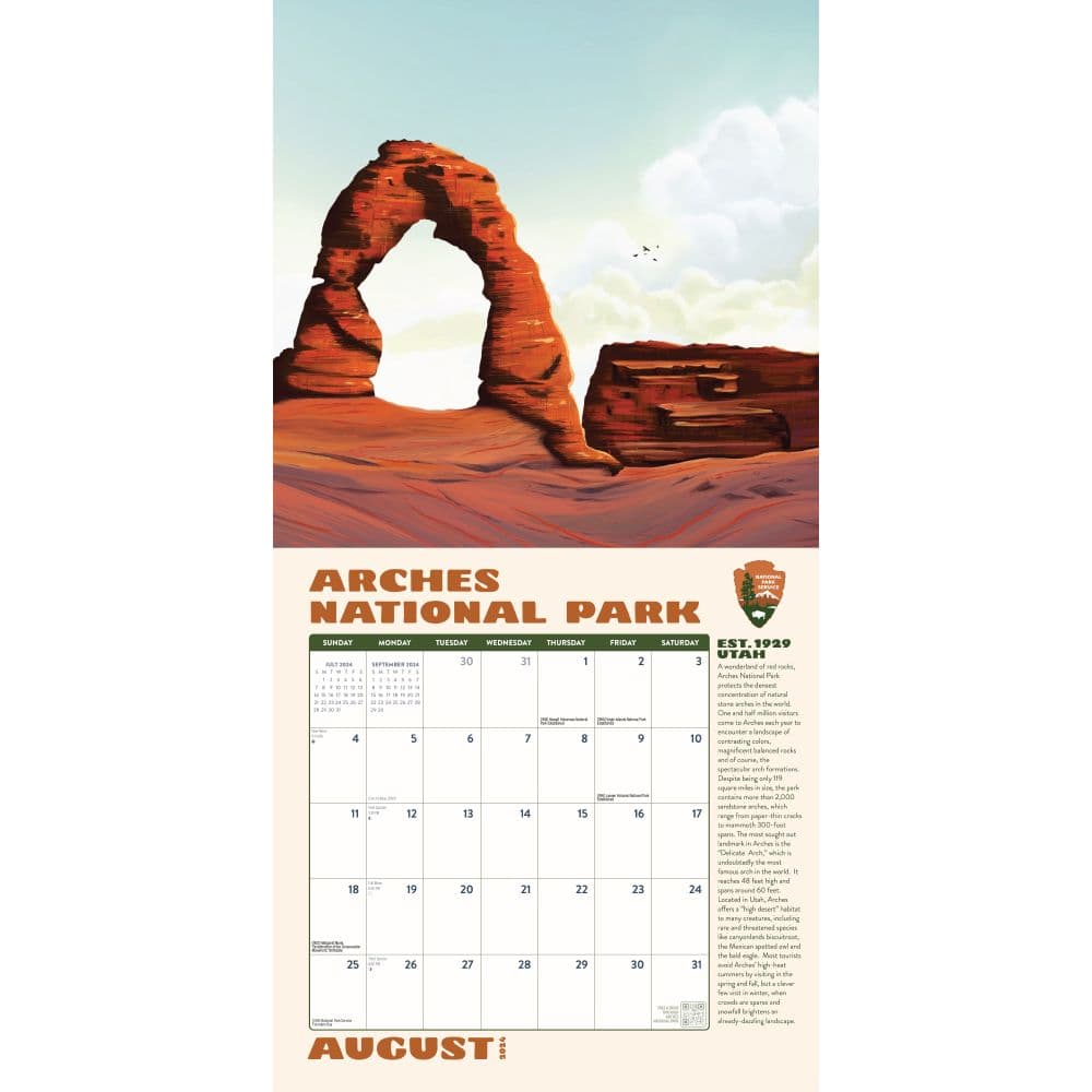 Illustrated National Parks 2024 Wall Calendar