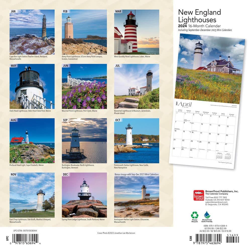 Lighthouses New England 2024 Wall Calendar