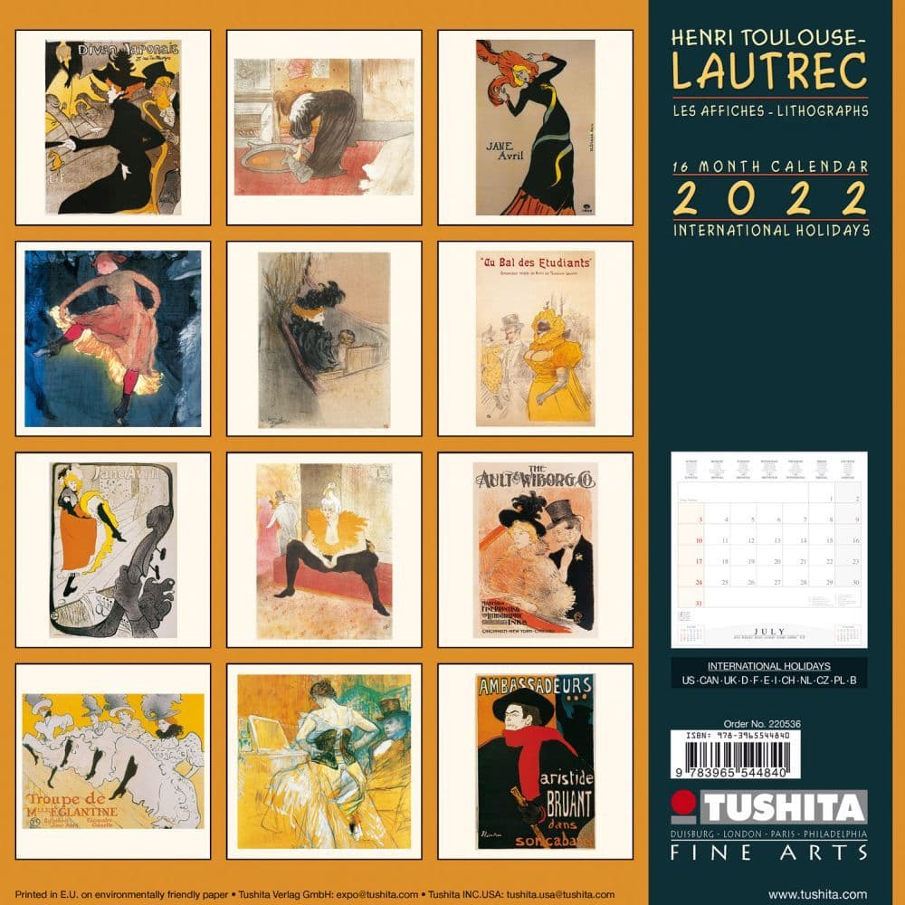 Calendrier Bal Country 2023 Toulouse Lautrec 2022 Wall Calendar - Calendars.com