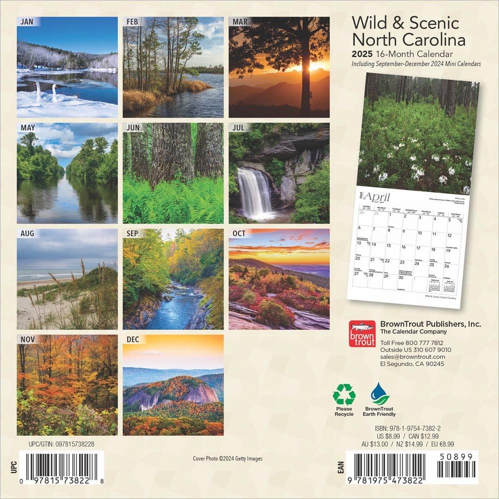 North Carolina 2025 Mini Wall Calendar First Alternate Image