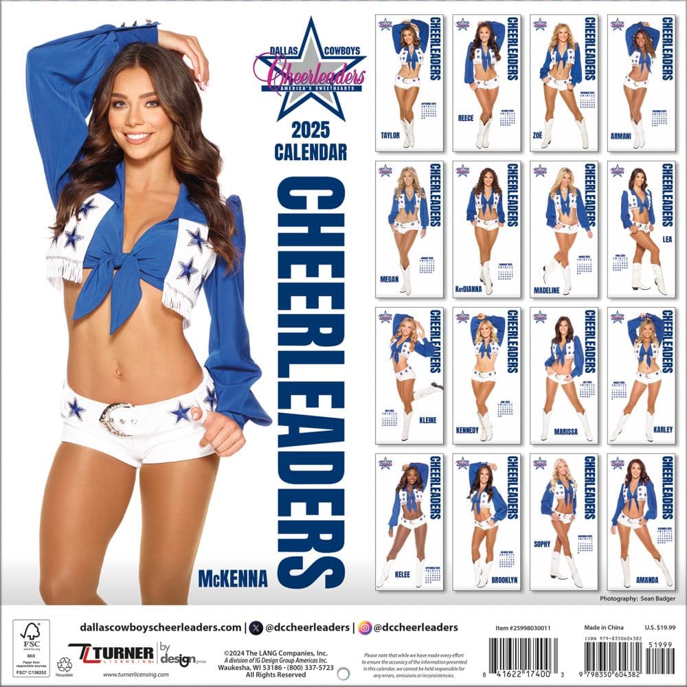 NFL Dallas Cowboys Cheerleaders 2025 Wall Calendar Alt1