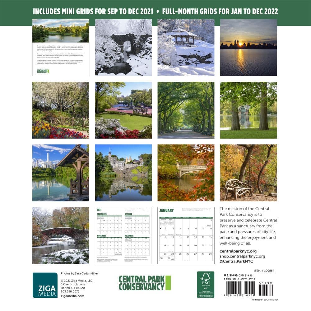 Central Park Conservancy 2022 Wall Calendar - Calendars.com