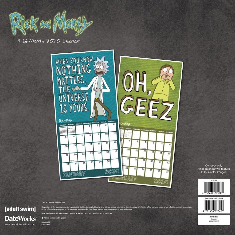 Rick And Morty Wall Calendar