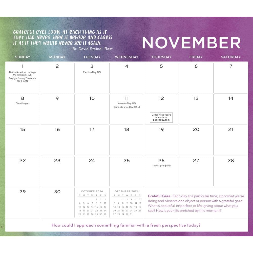 Everyday Gratitude Magnetic 2026 Wall Calendar Fourth Alternate Image