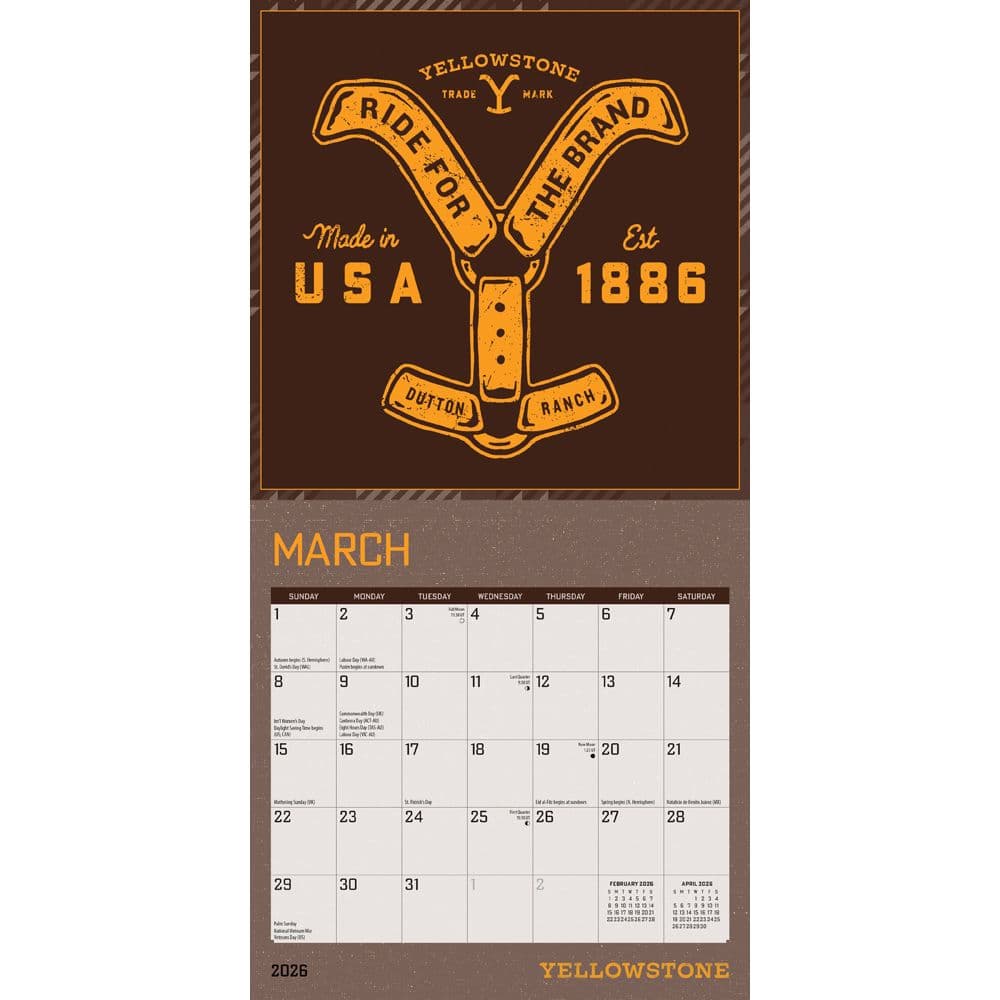 Yellowstone TV 2026 Mini Wall Calendar Second Alternate Image