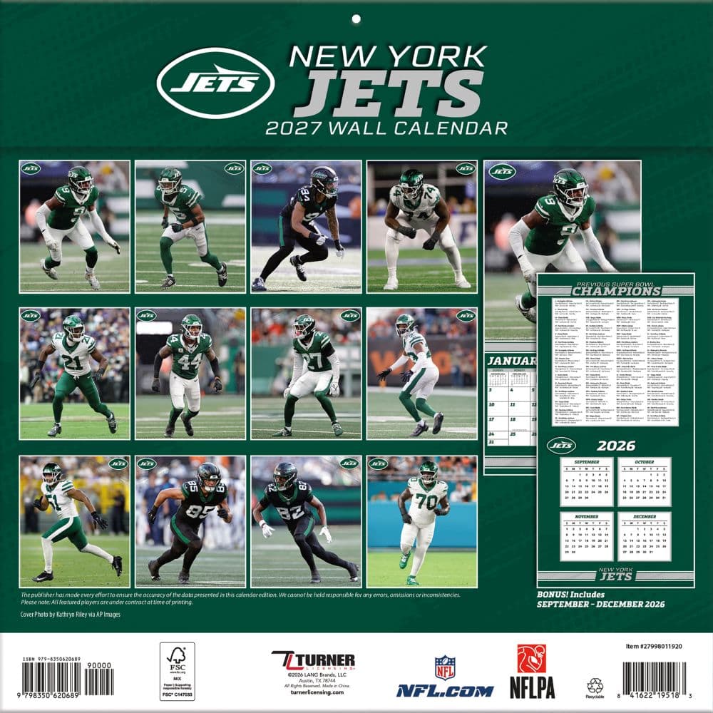 NFL New York Jets 2027 Wall Calendar First Alternate Image