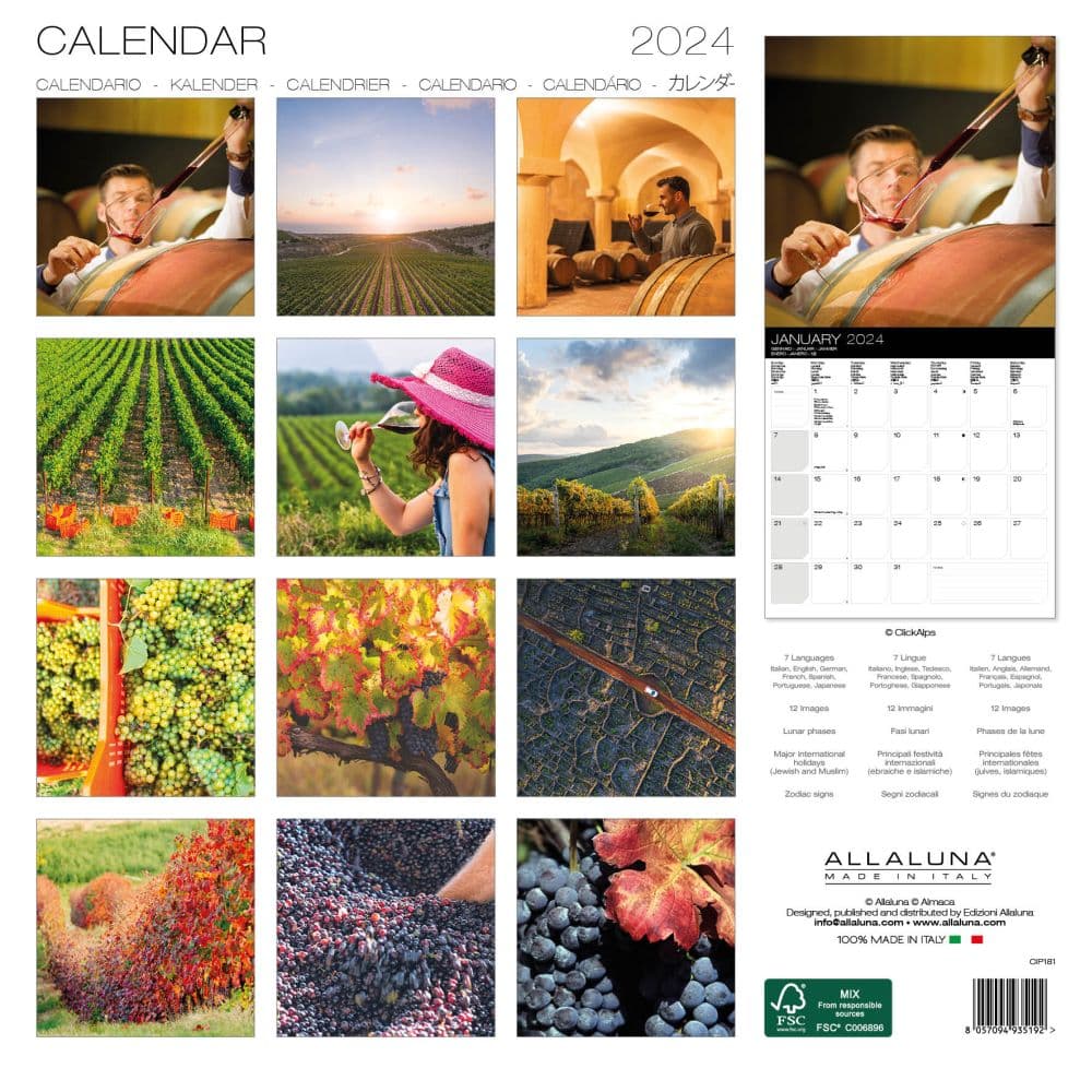 Wine 2024 Wall Calendar Alt1