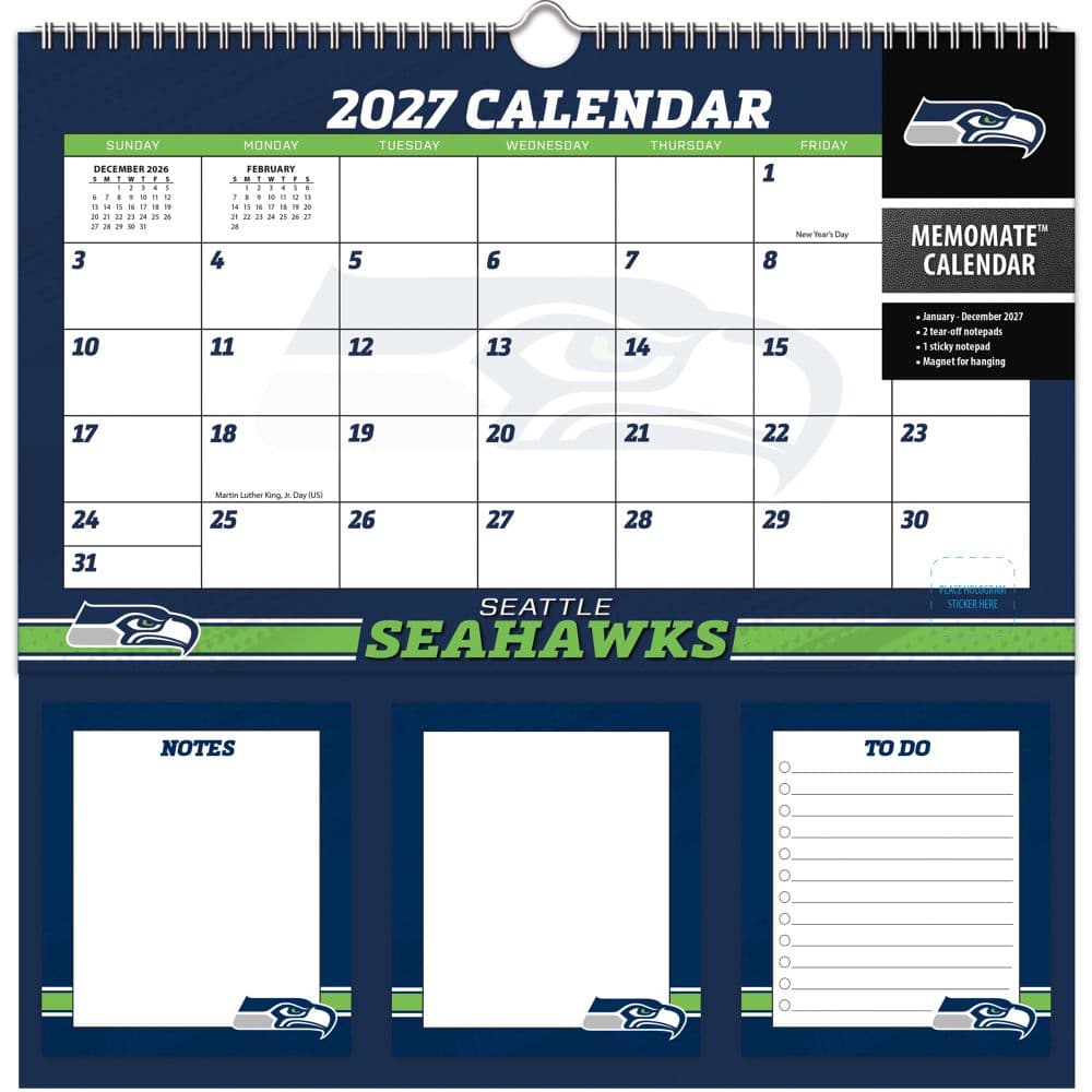image NFL Seattle Seahawks 2027 Memomate Spiral Wall Calendar