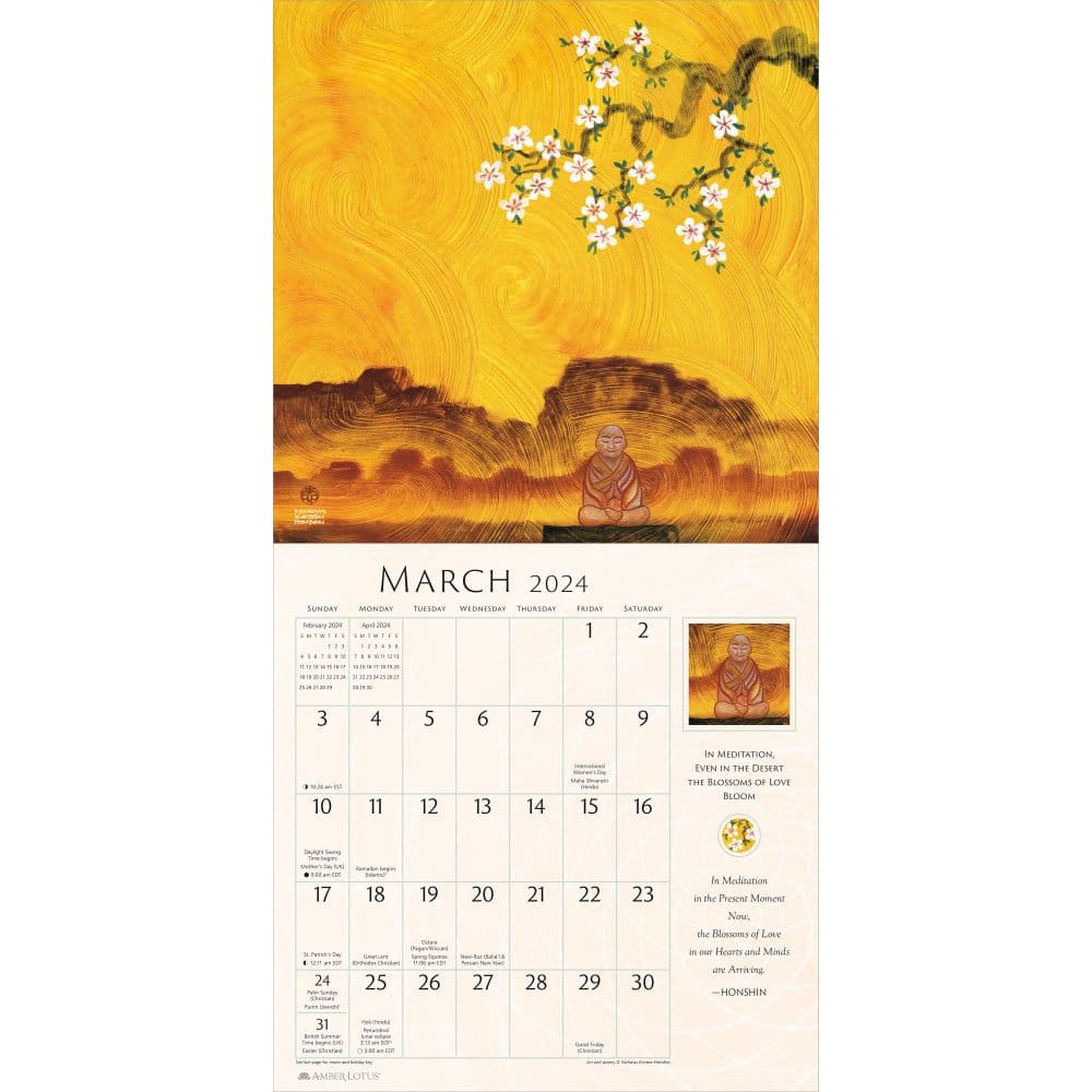 Meditations Heal Poetry 2025 Wall Calendar