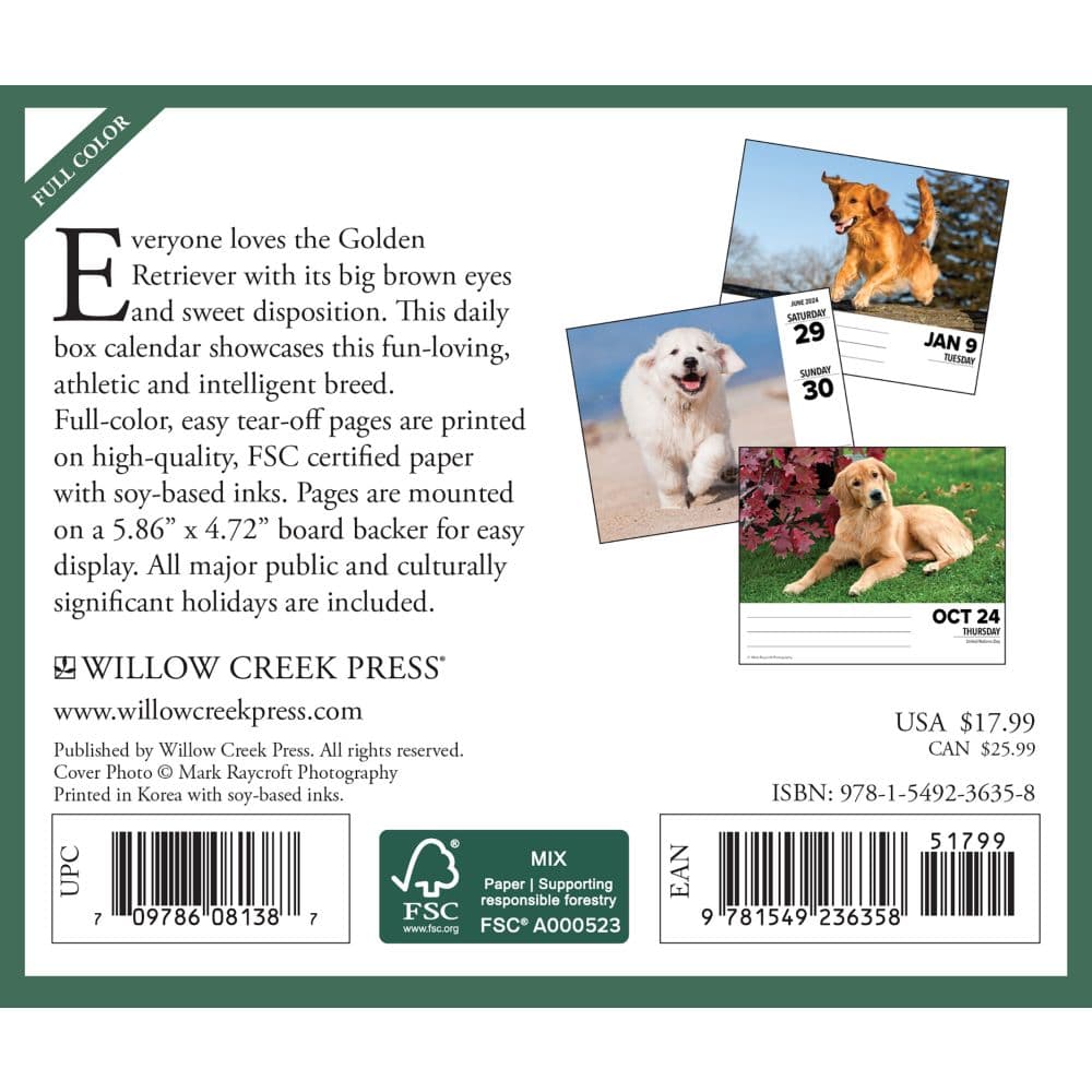 Just Goldens 2024 Desk Calendar