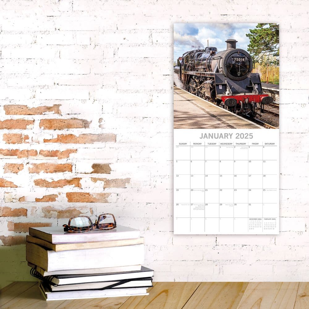Steam Trains 2025 Wall Calendar
