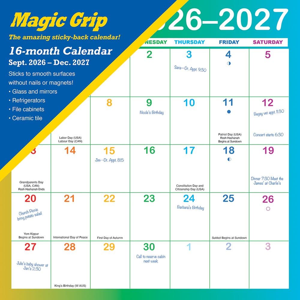 Rainbow Magic Grip 2027 Wall Calendar Main Product Image
