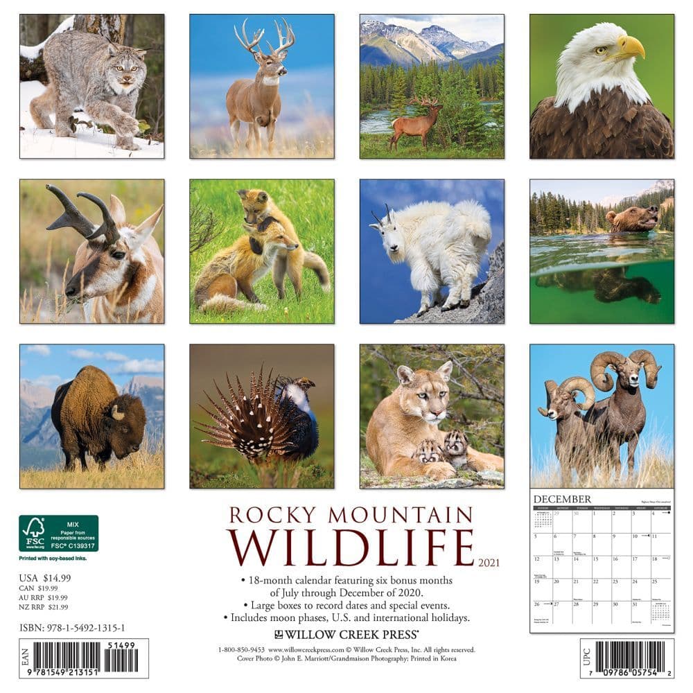 Rocky Mountain Wildlife Wall Calendar