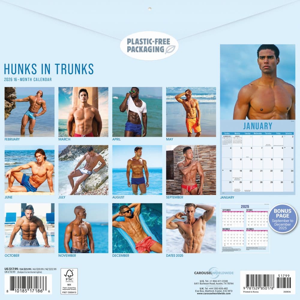 Hunks in Trunks 2026 Wall Calendar First Alternate Image