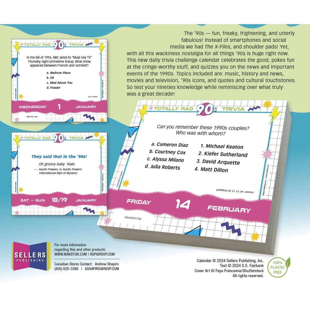 Totally Rad 90s Trivia 2025 Desk Calendar