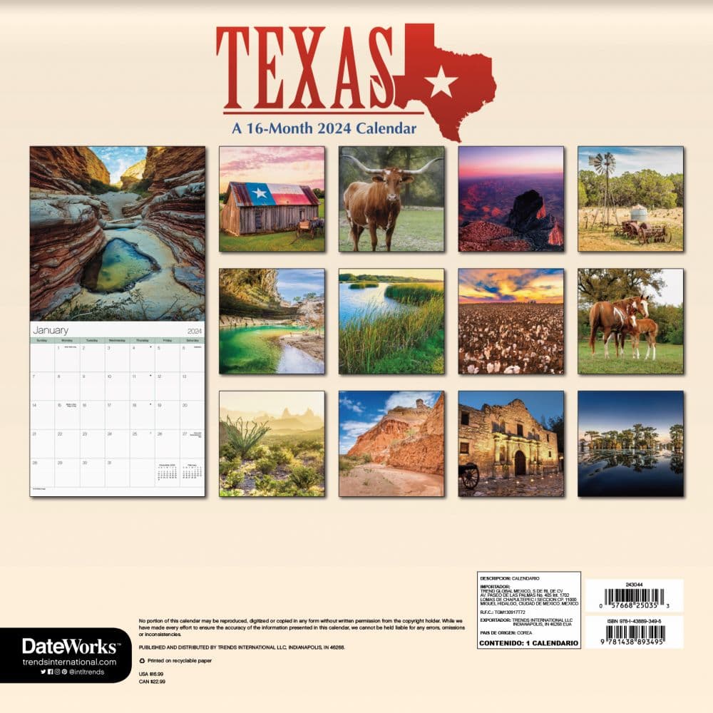 Texas 2024 Wall Calendar Alternate Image 2