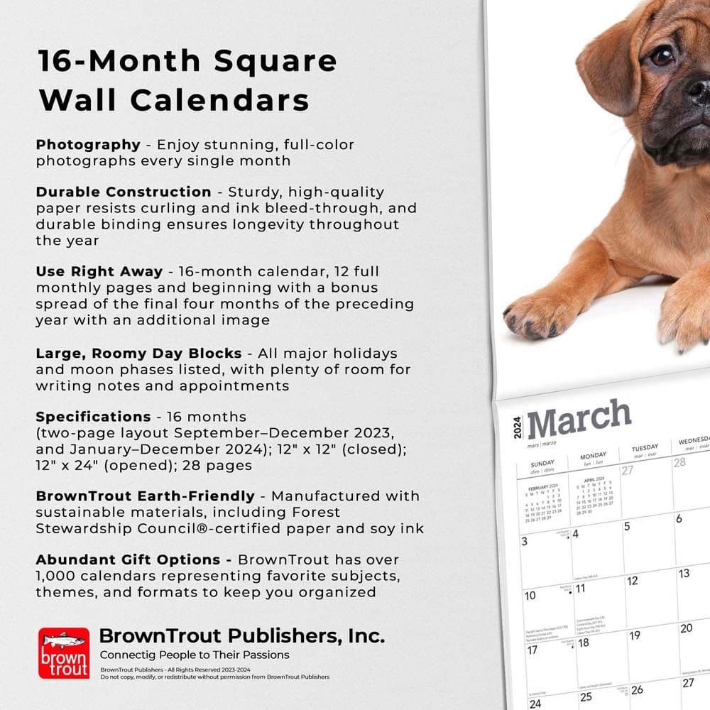 Puggles 2024 Wall Calendar
