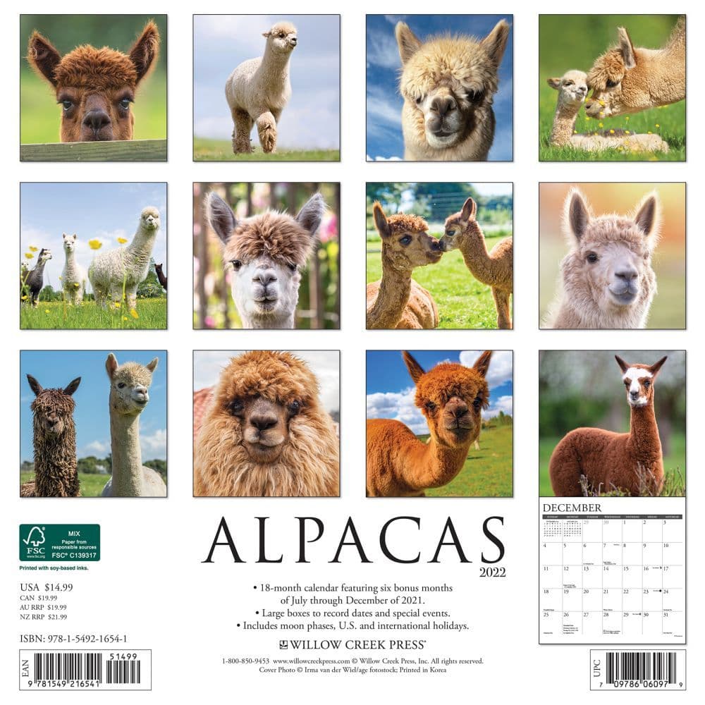 Alpaca Calendar 2022 Alpacas 2022 Wall Calendar - Calendars.com