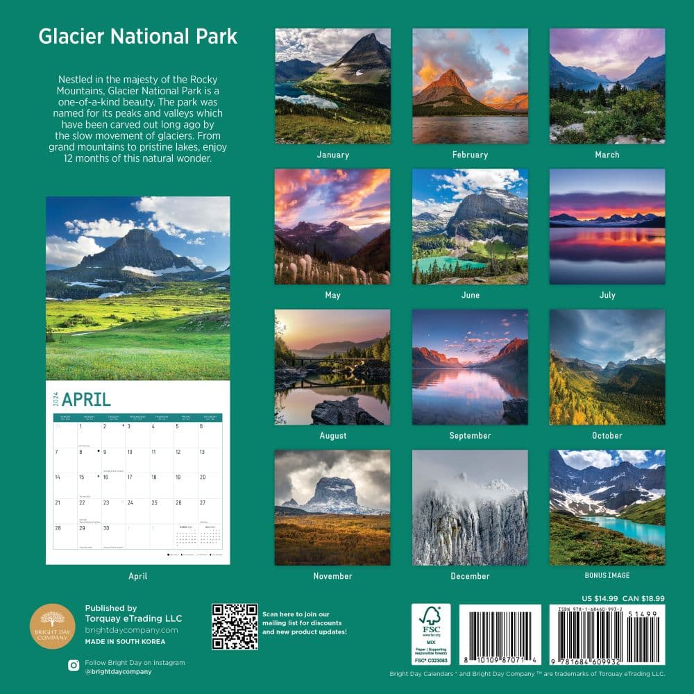 Glacier National Park 2024 Wall Calendar First Alternate Image width=&quot;1000&quot; height=&quot;1000&quot;