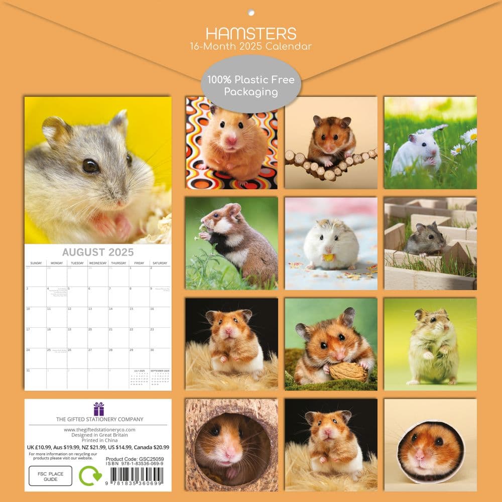 Hamsters 2025 Wall Calendar