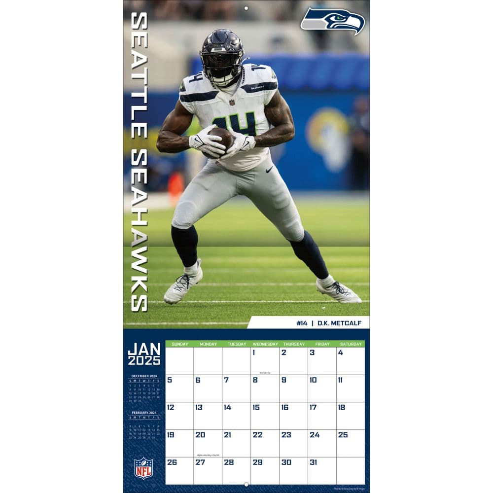 NFL Seattle Seahawks 2025 Wall Calendar interior