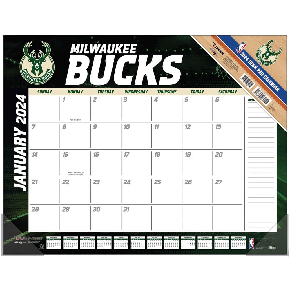 NBA Milwaukee Bucks 2025 Desk Pad