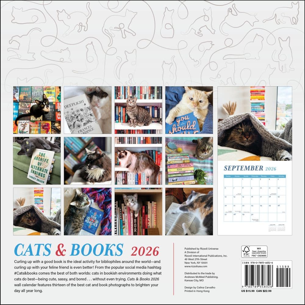 Cats and Books 2026 Wall Calendar First Alternate Image