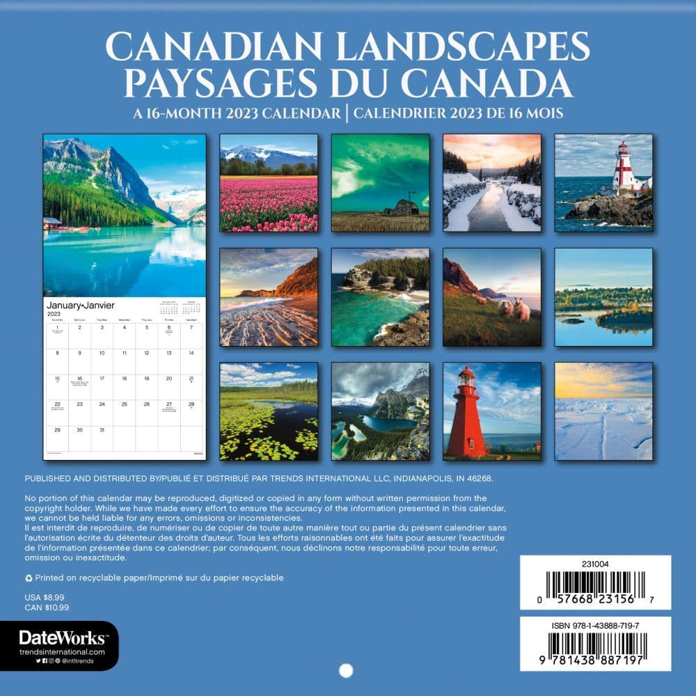 Canadian Landscapes 2023 Mini Wall Calendar - Calendars.com