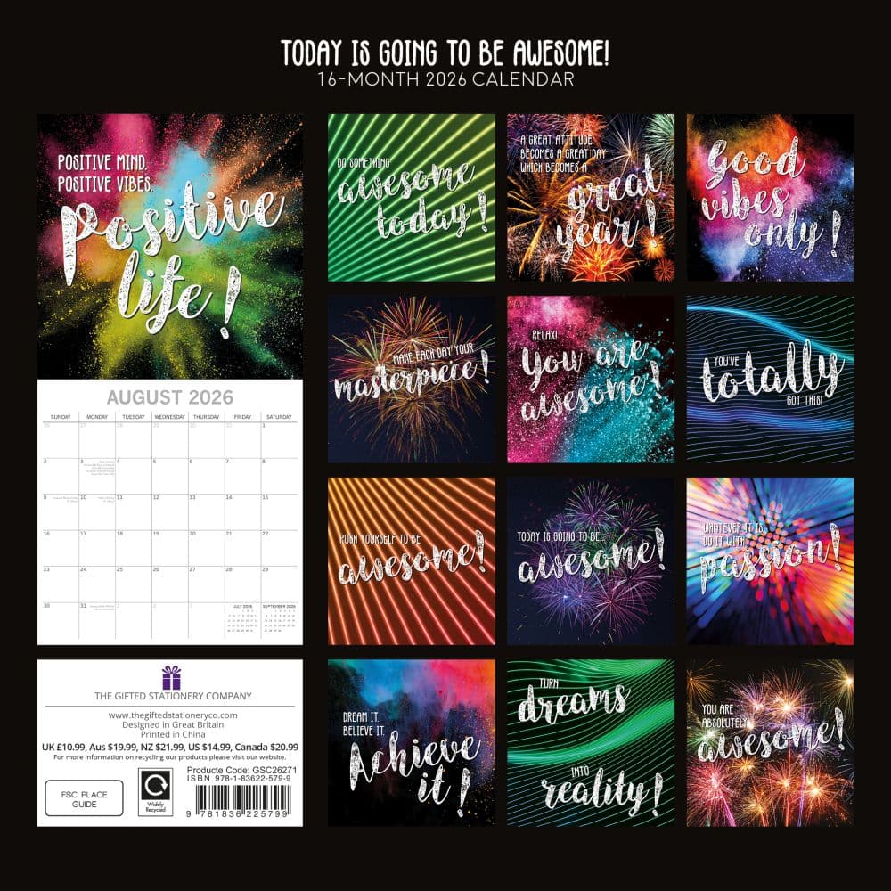 Today Is Going To Be Awesome 2026 Wall Calendar First Alternate image