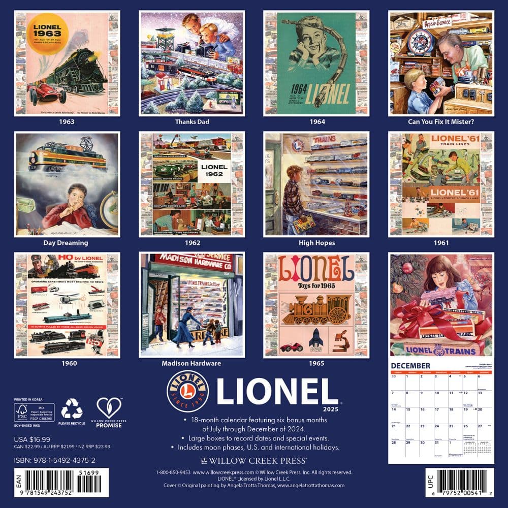 Lionel Trains 2025 Wall Calendar First Alternate Image width="1000" height="1000"