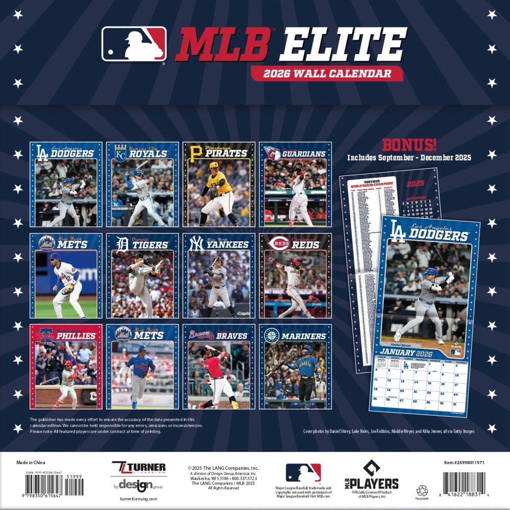 MLB Elite 2026 Wall Calendar First Alternate Image