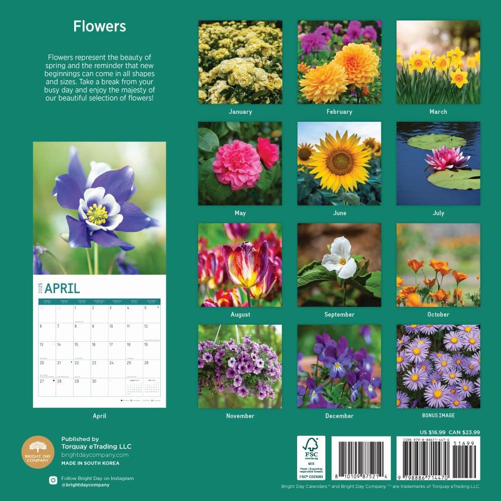 Flowers 2025 Wall Calendar First Alternate Image width="1000" height="1000"