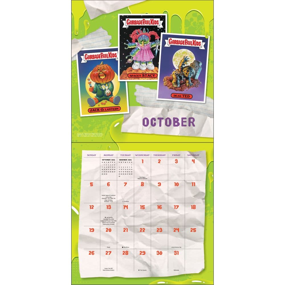 Garbage Pail Kids 2025 Wall Calendar interior 2