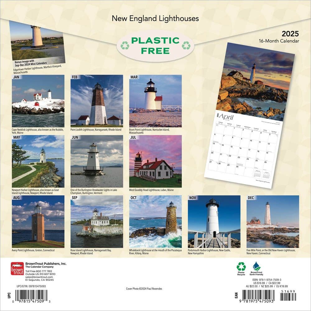 Lighthouses New England 2025 Wall Calendar First Alternate Image width=&quot;1000&quot; height=&quot;1000&quot;